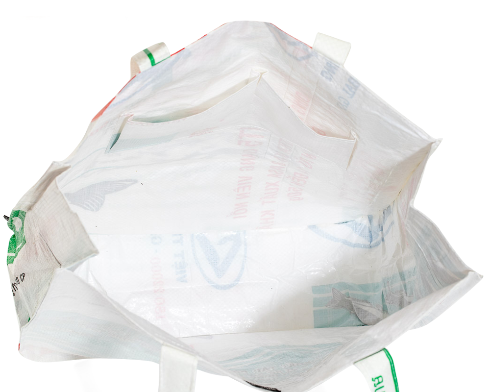 TORRAIN Recycled Bags, Designed in Portland, Oregon : Inside of simple tote, white