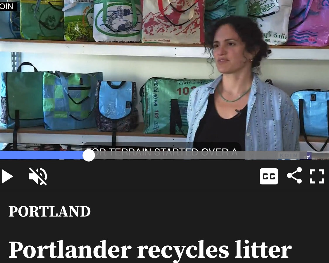 Featured on KOIN 6: Portlander recycles litter into TORRAIN designer bags