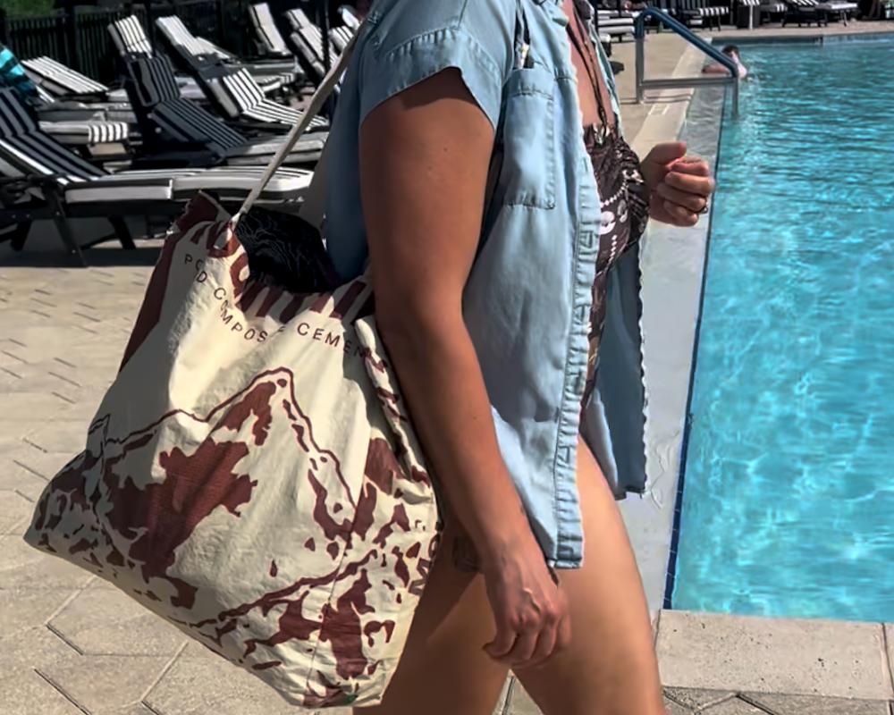 large commuter tote made from upcycled materials