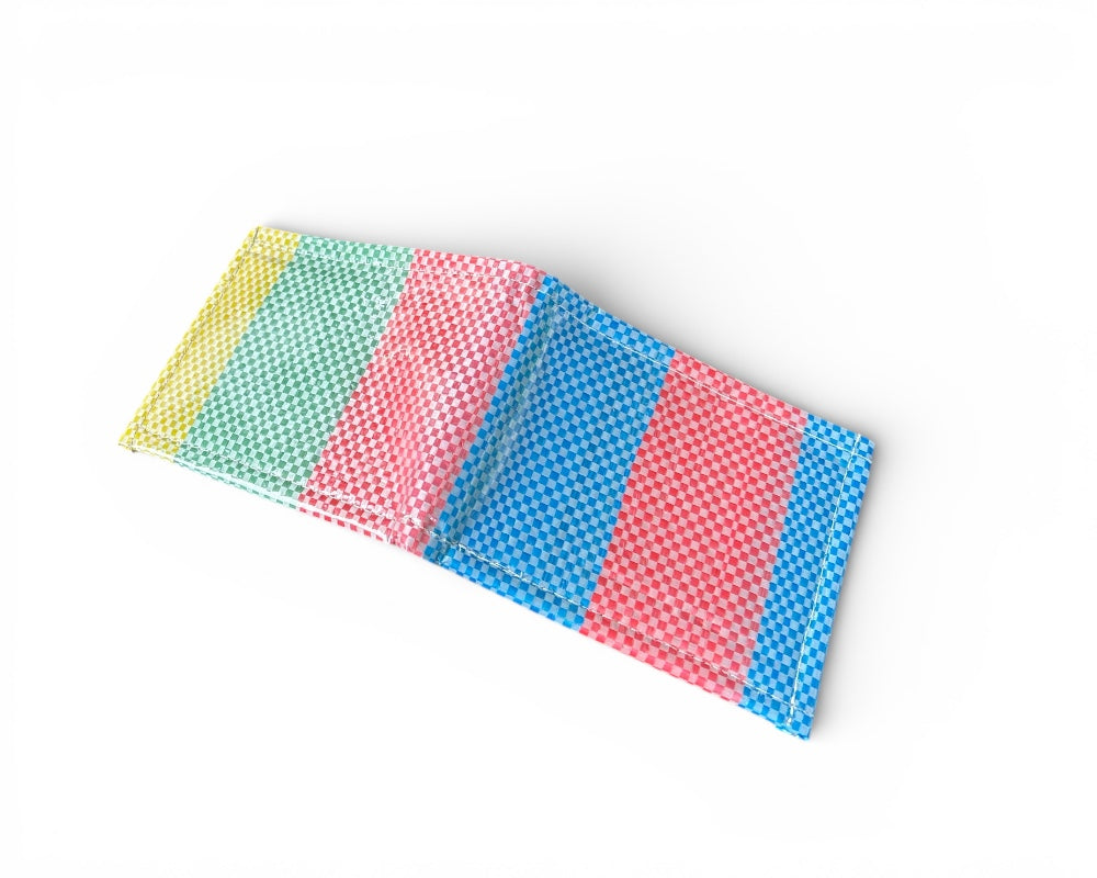 upcycled rainbow wallet