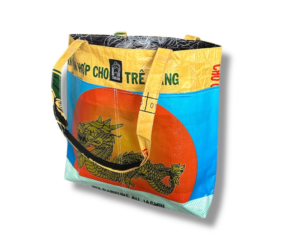 sustainable tote bag with dragon print