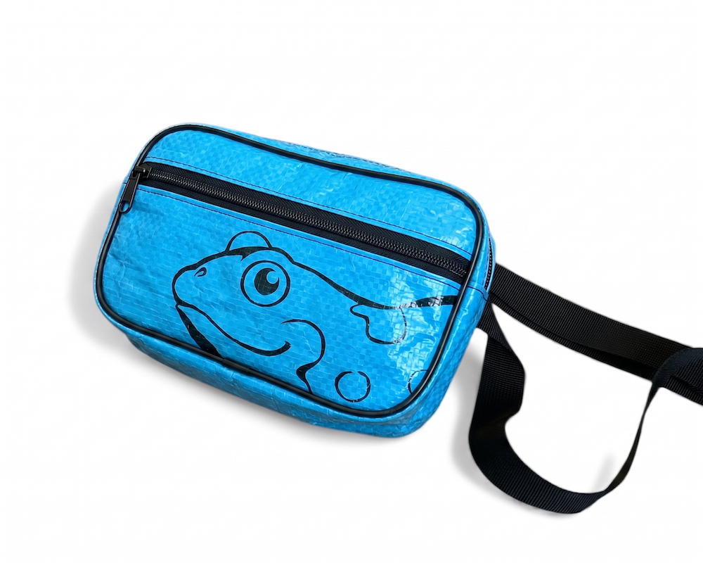 recycled sustainable bold blue fanny pack