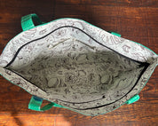 upcycled lined tote bag