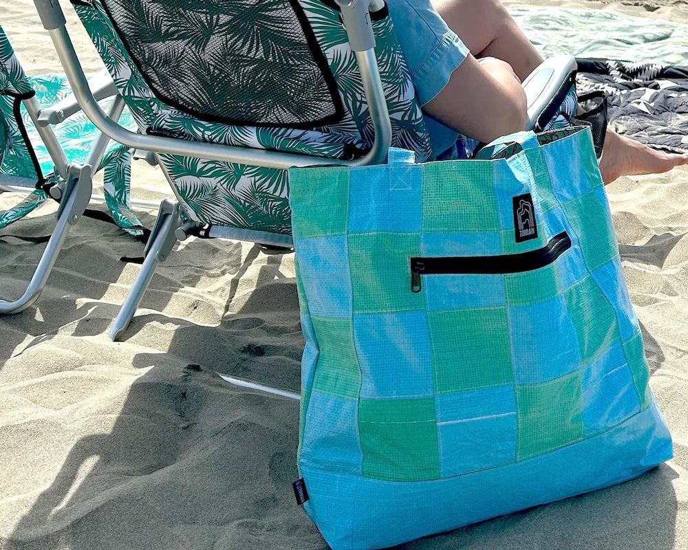 large patchwork beach travel tote