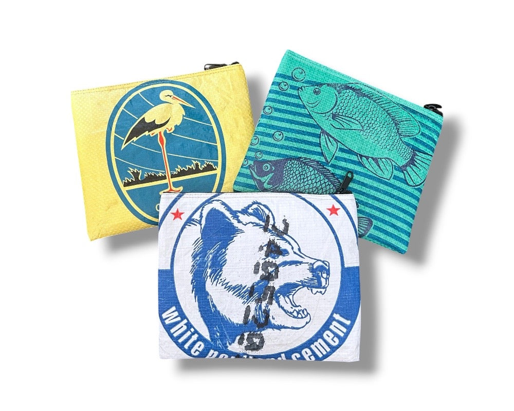 upcycled sustainable zip bag