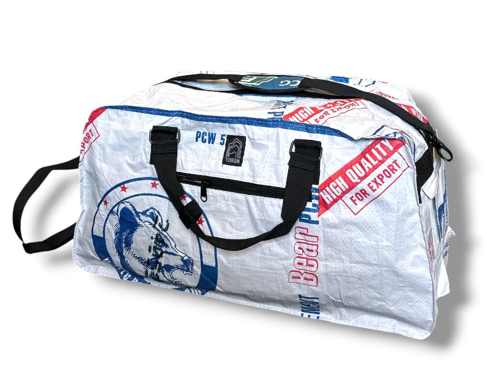 durable multi-compartment sustainable duffel bag