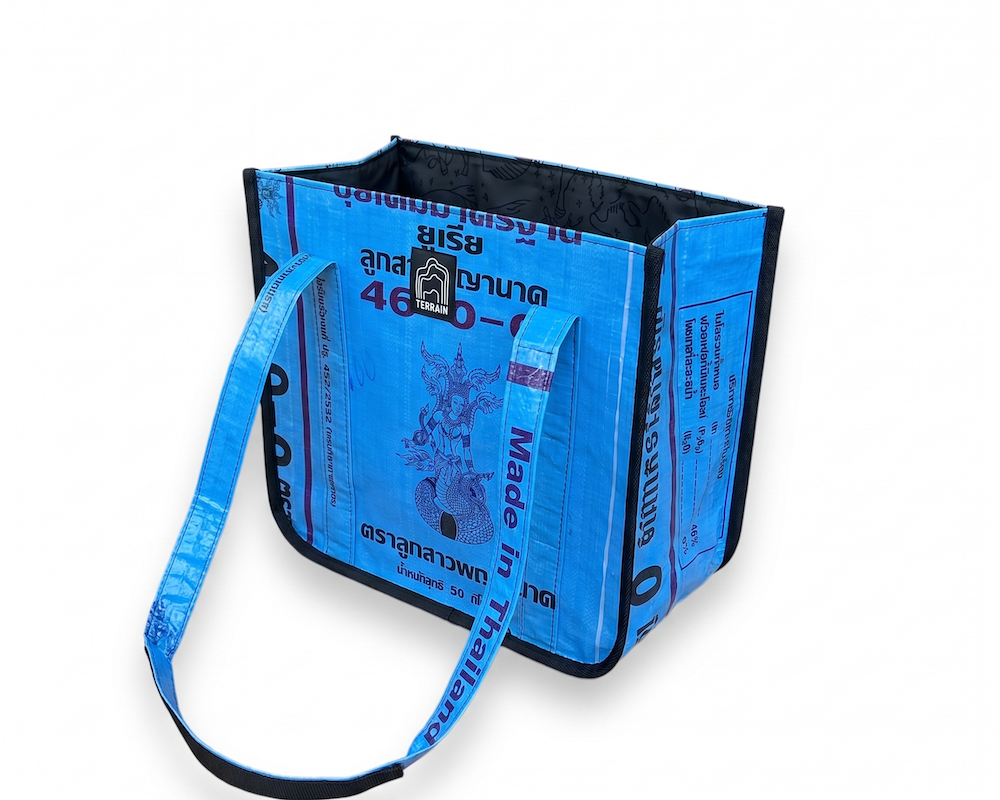 recycled blue tote bag
