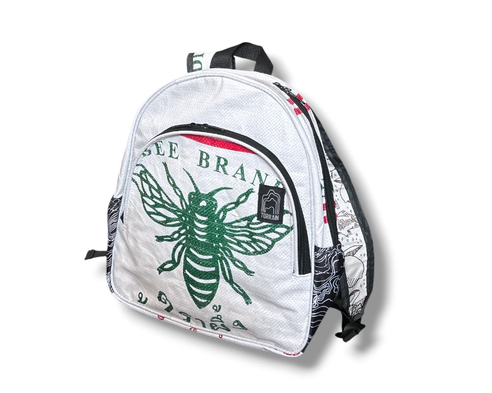 upcycled small travel backpack