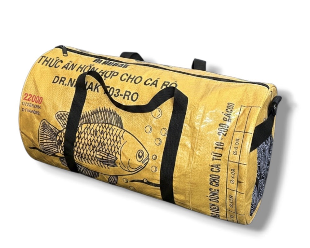 unique sustainable yellow travel duffel