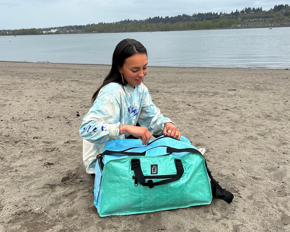 dopamine dressing upcycled travel duffel