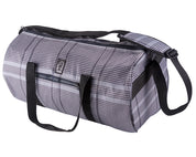 stylish sustainable black and white duffel
