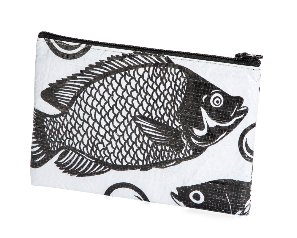 TORRAIN Recycled Bags: Small, padded pouch in black and white colorway